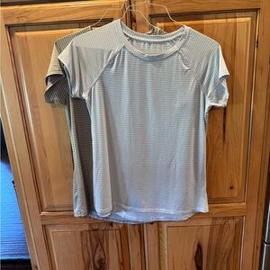 Jockey Women's Light Blue & Gray Striped Short Sleeve Tees